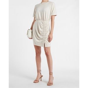 EXPRESS Cinched Tie T-Shirt Dress in Black